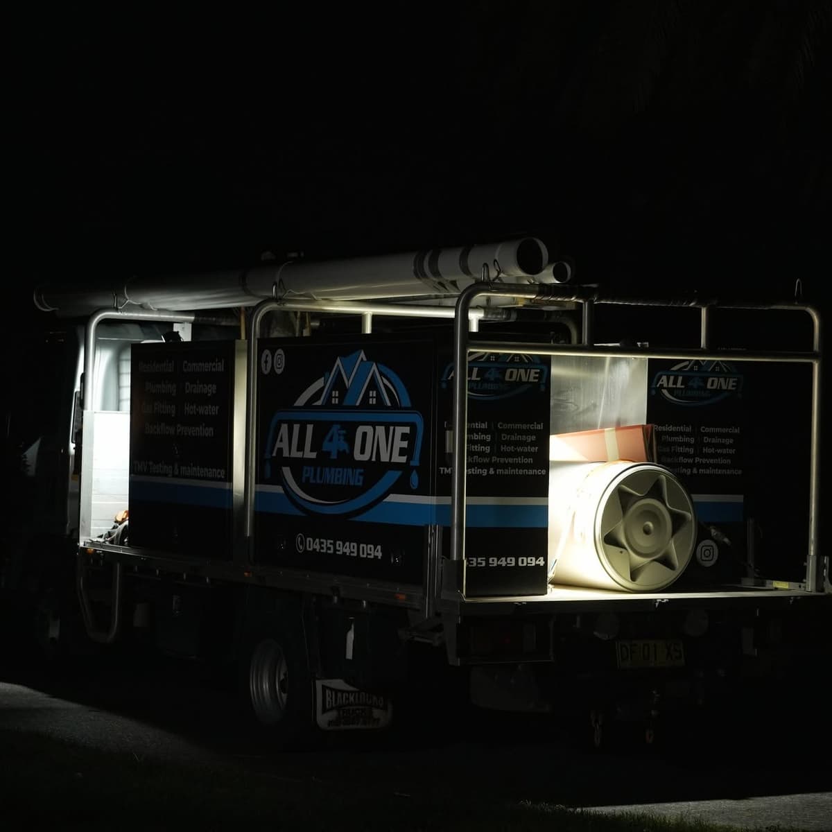 The Plumber Western Sydney truck on a late-night emergency call